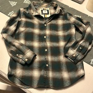 Boys Denim & Flower Flannel Button Down Shirt